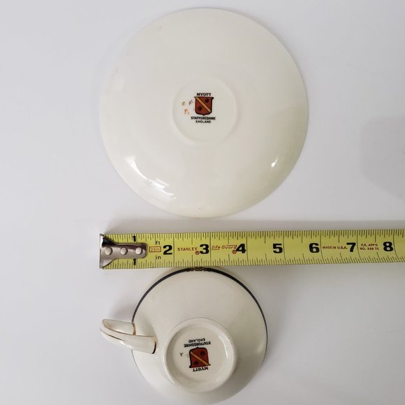 Blue Myott Vintage Staffordshire Chelsea Bird in Blue English Cup Saucer Set - Picture 2 of 9